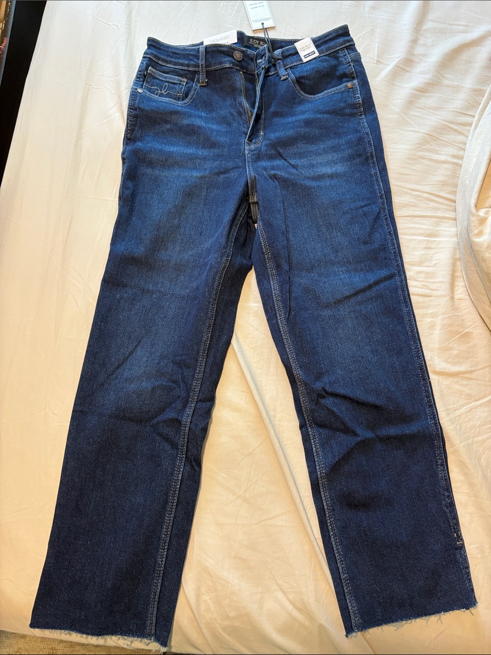 Judy Blue Hi Waisted Cropped Straight Fit Jeans - Dark Wash